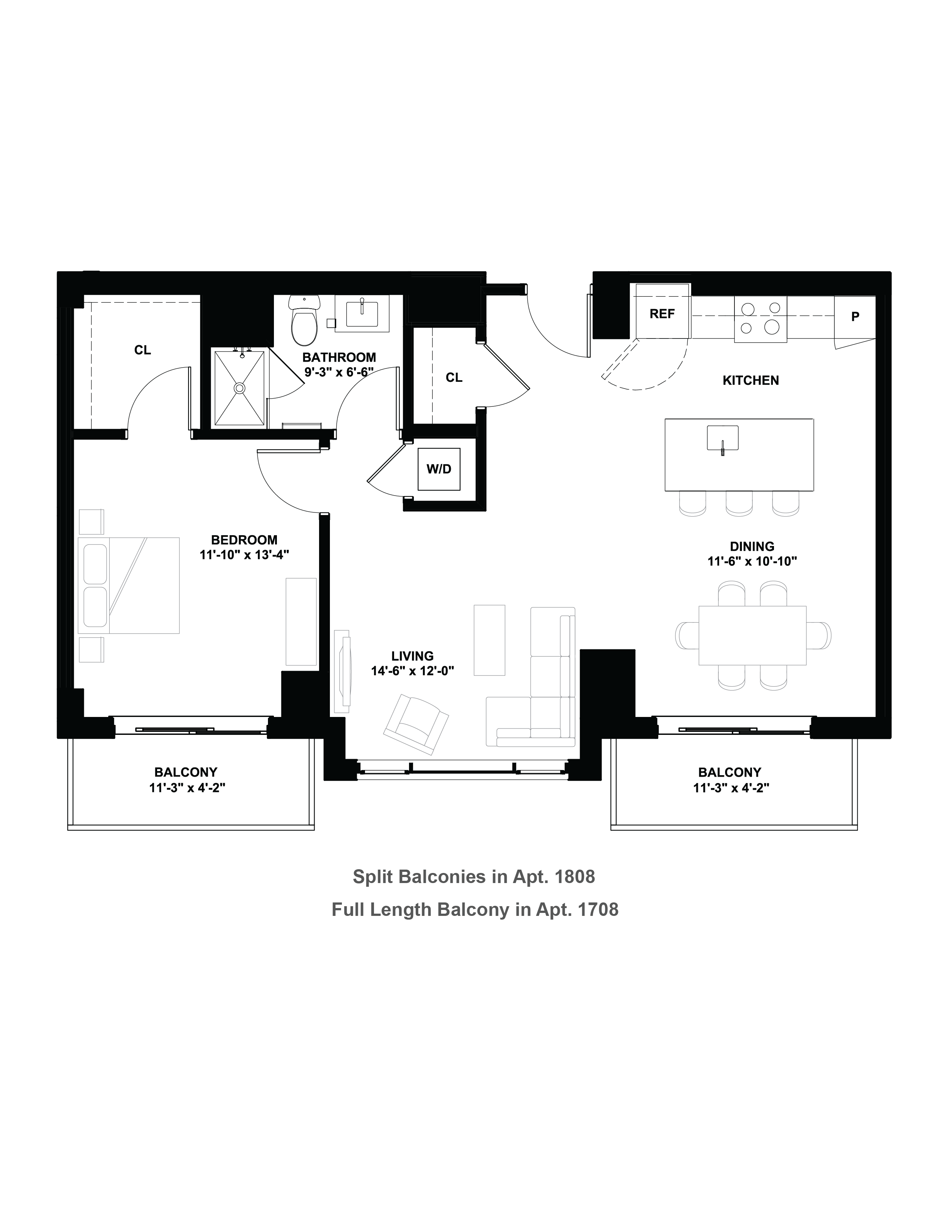 Floor plan layout diagram for 1H.1PH